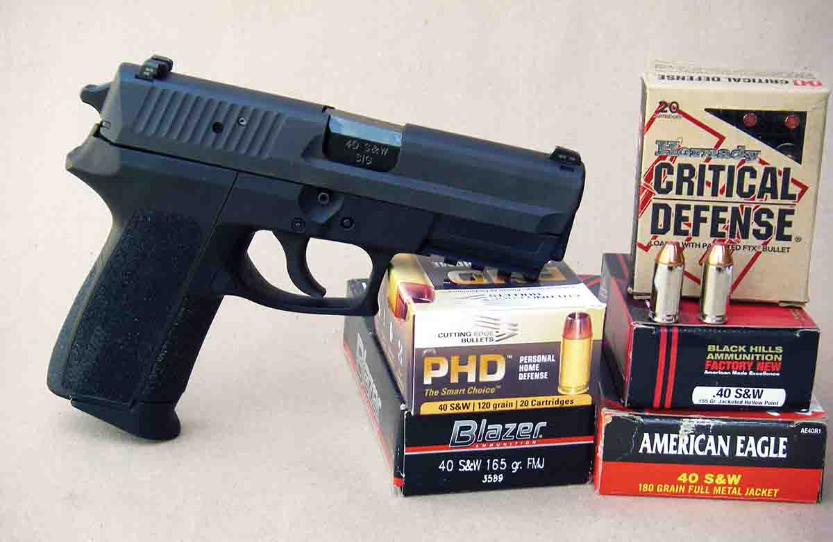 The Sig Sauer SP2022 .40 S&W was tested with a variety of factory ammunition and handloads.